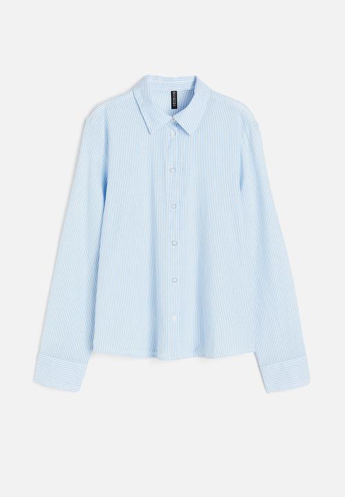 H&M - Cotton shirt - light blue/striped 