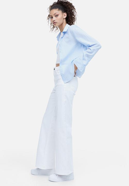 H&M - Cotton shirt - light blue/striped 