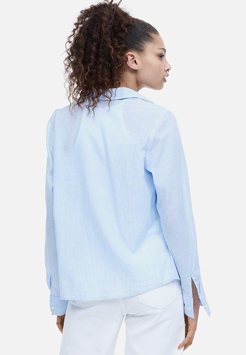 H&M - Cotton shirt - light blue/striped 