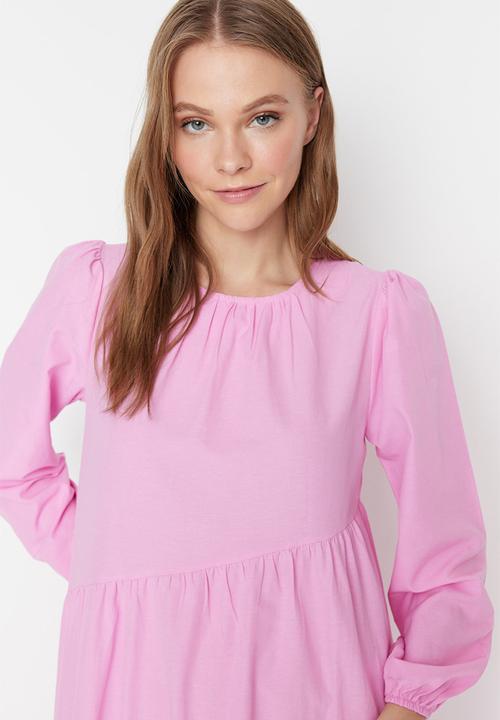 Trendyol - Modest assym tiered maxi dress - pink