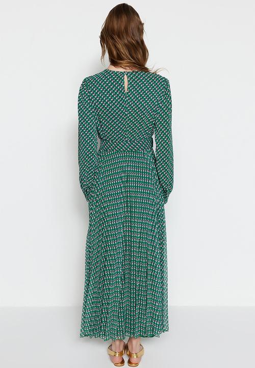 Trendyol - Modest geometric maxi dress - green
