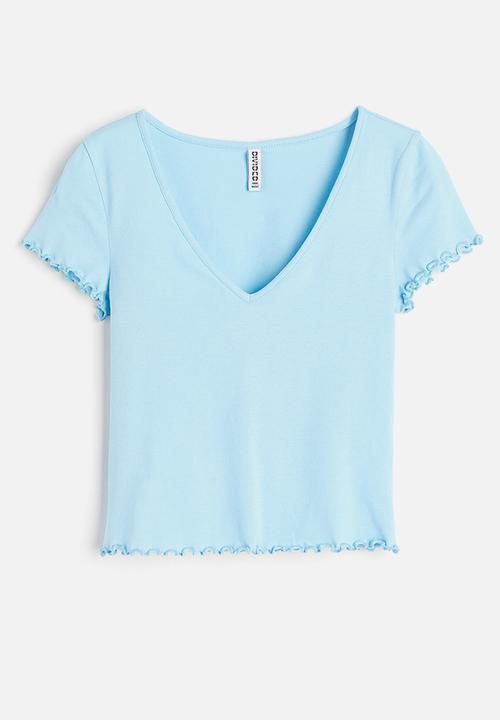 H&M - V-neck cropped top - light blue