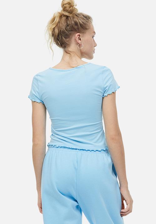H&M - V-neck cropped top - light blue