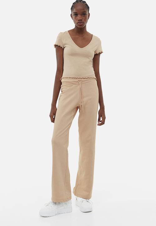 H&M - V-neck cropped top - beige