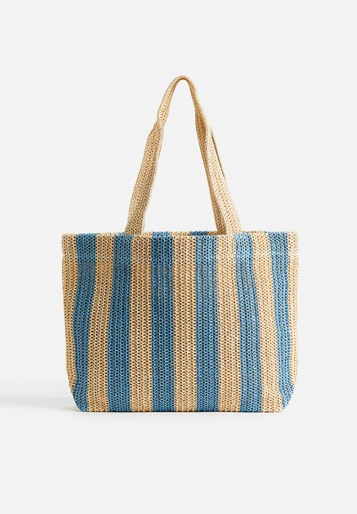 H&M - Straw shopper - blue striped