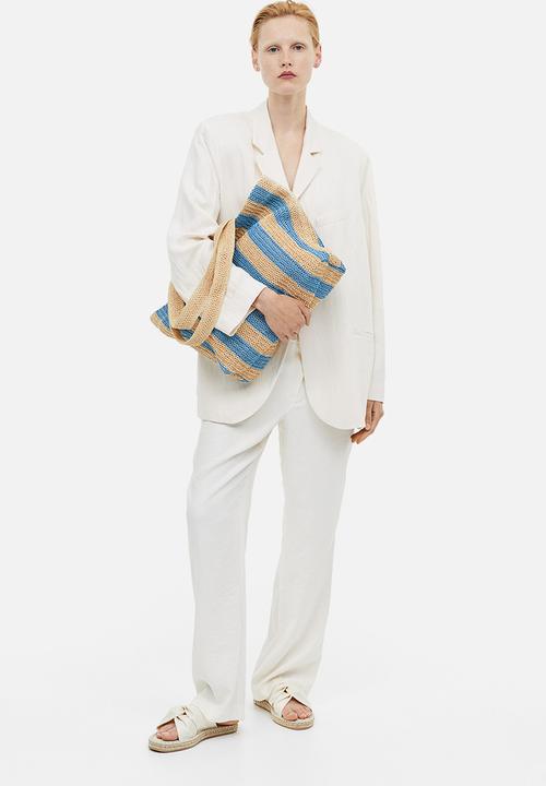 H&M - Straw shopper - blue striped