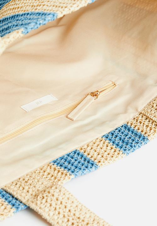 H&M - Straw shopper - blue striped