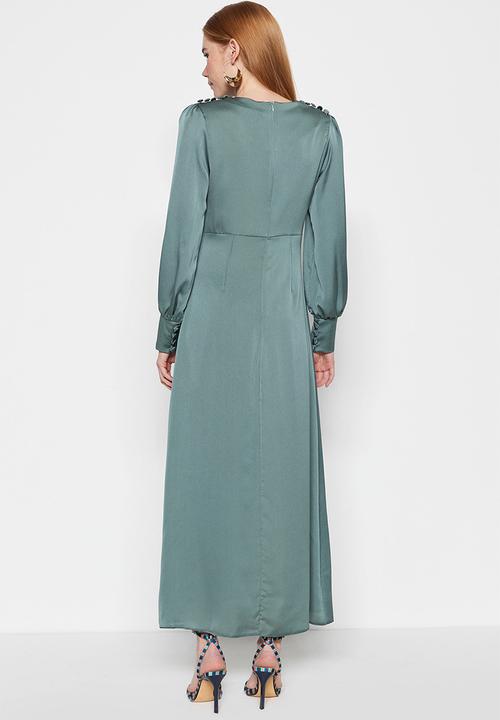 Trendyol - Modest button detail shift maxi dress - khaki