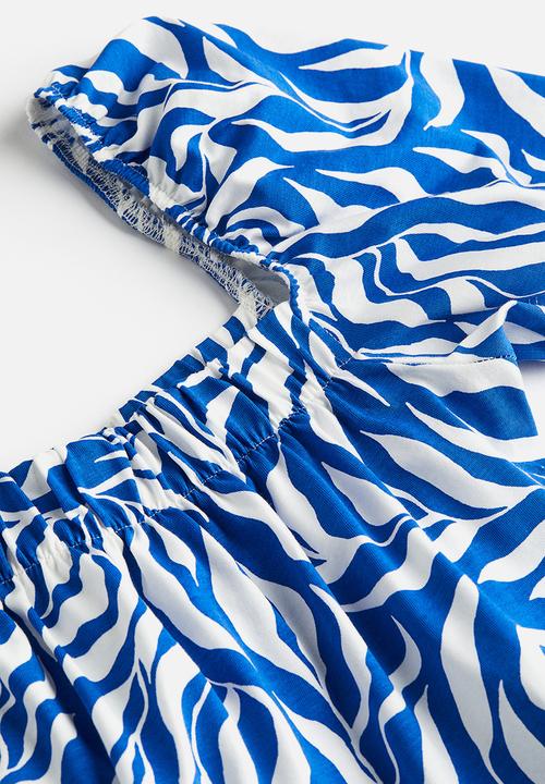 H&M - Square-neck top - bright blue/patterned