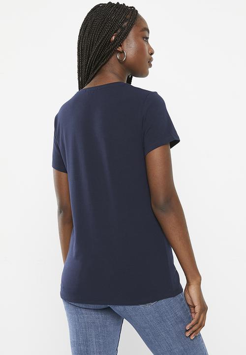 SISSY BOY - Ajay: regular fit foil print logo top - navy