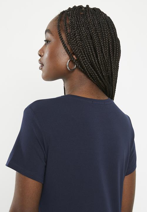 SISSY BOY - Ajay: regular fit foil print logo top - navy
