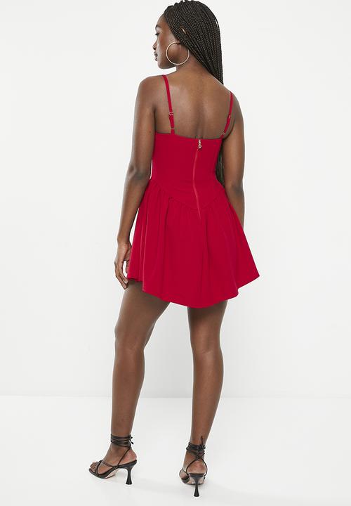 SISSY BOY - V line skater with corset bodice - deep red