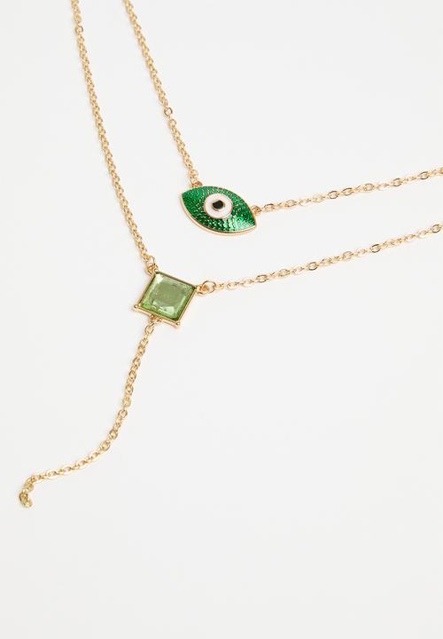 Superbalist - Rosa layered necklace - gold & green