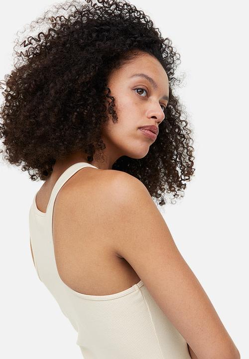 H&M - Ribbed thong body - light beige