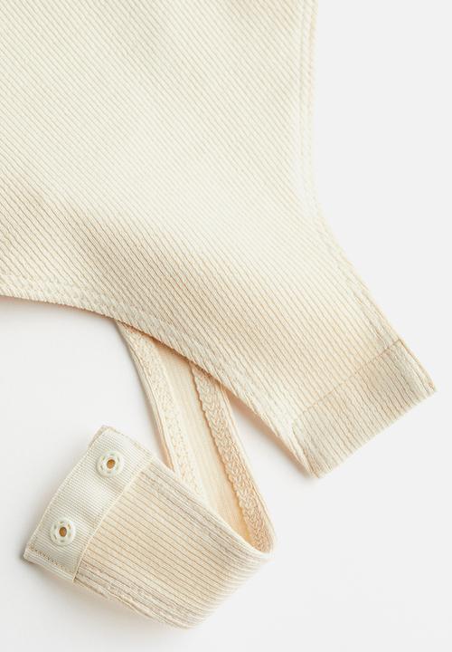 H&M - Ribbed thong body - light beige