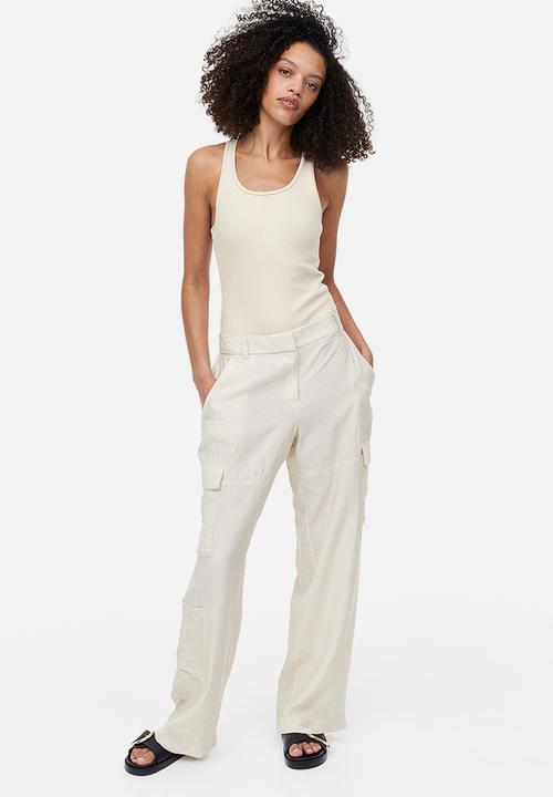 H&M - Ribbed thong body - light beige