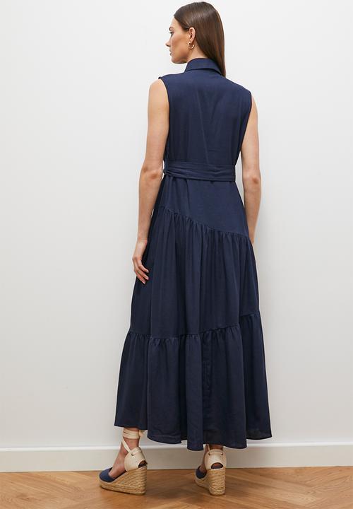 edit - Shirt dress with buckle detail - navy