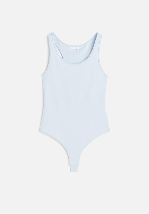 H&M - Ribbed thong body - light blue