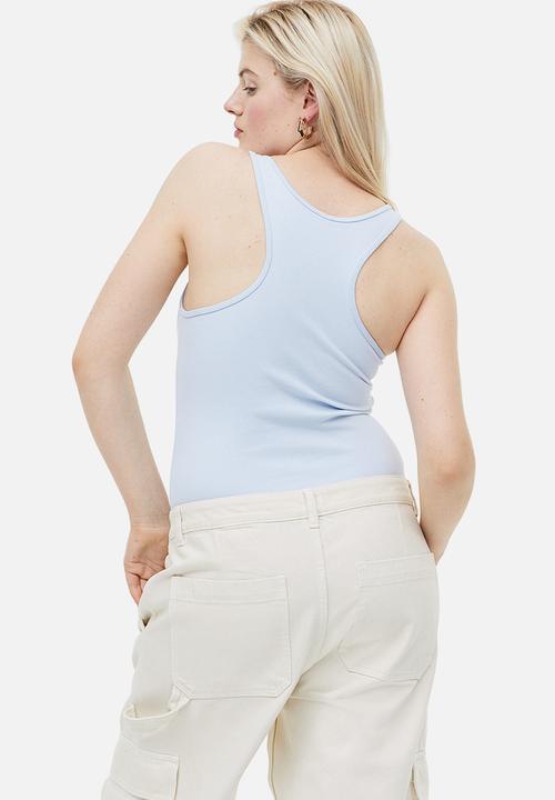 H&M - Ribbed thong body - light blue
