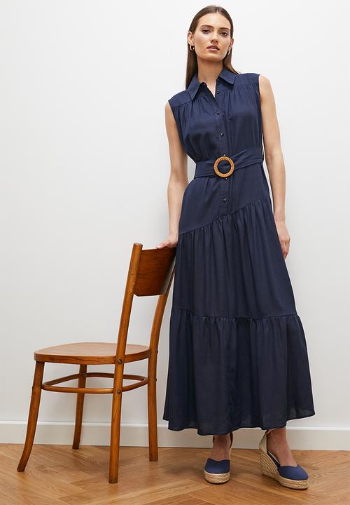 edit - Shirt dress with buckle detail - navy