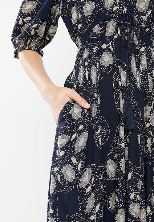 Stella Morgan - Off the shoulder printed maxi dress - navy
