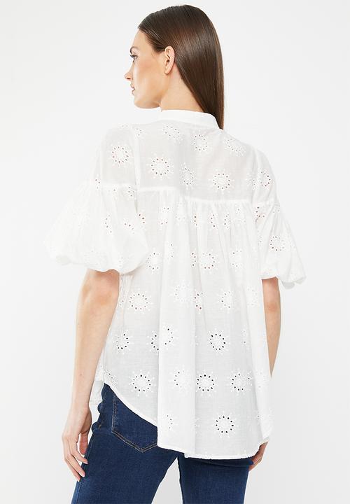 Stella Morgan - Anglaise blouse - white