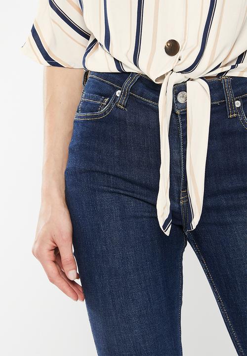 HAILYS - Front tie short sleeve blouse - off white stripe