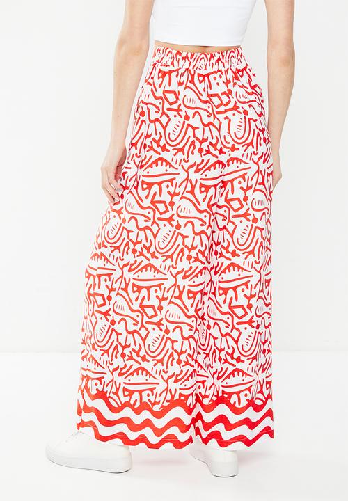 Me&B - Viscose cropped wide leg pant - aztec border