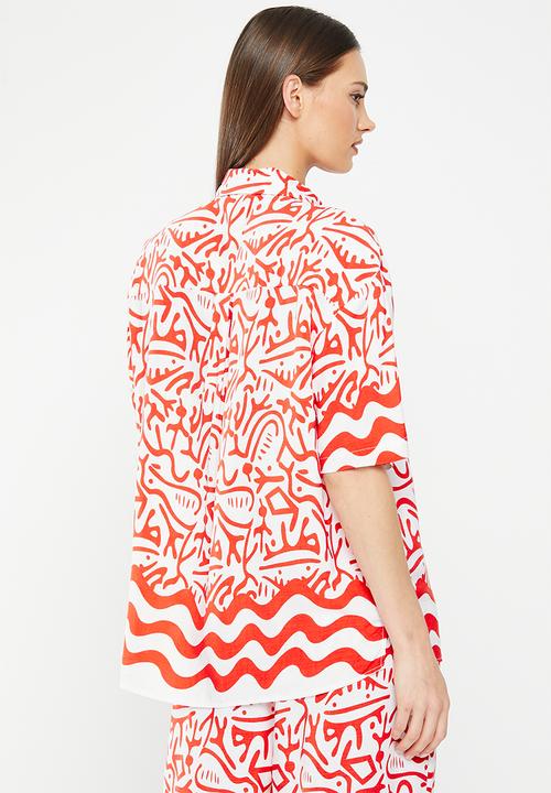 Me&B - The boxy viscose shirt - aztec border