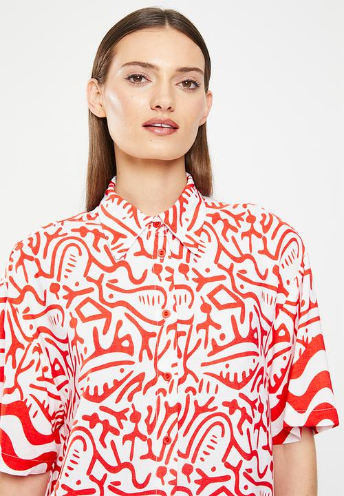 Me&B - The boxy viscose shirt - aztec border