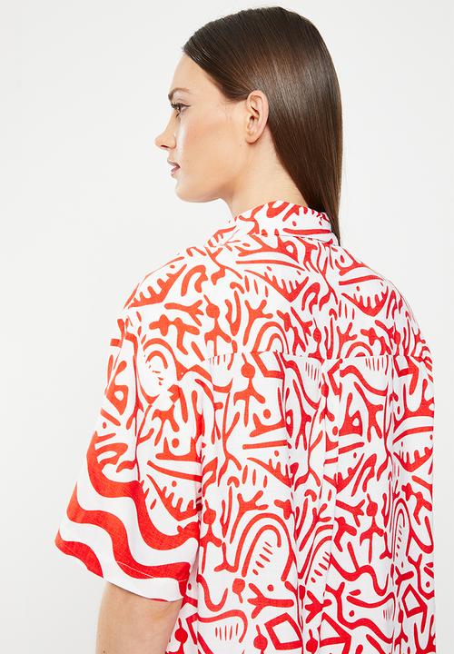 Me&B - The boxy viscose shirt - aztec border