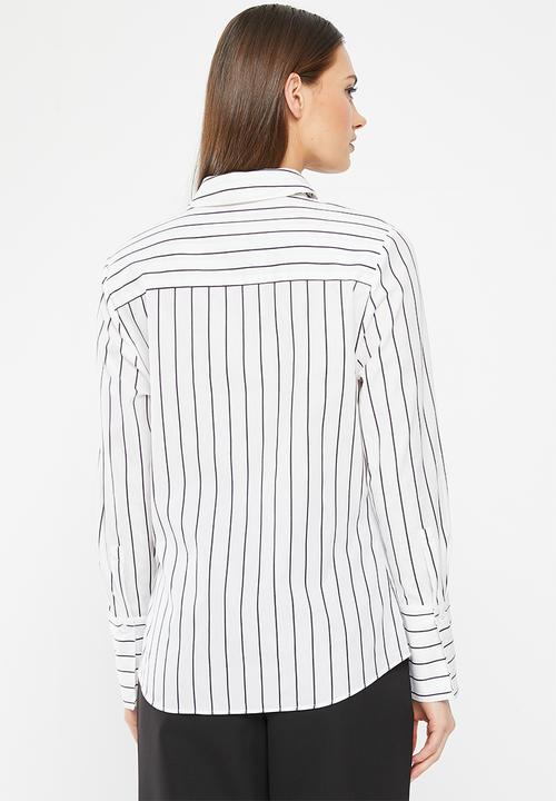 POLO - Jordan long sleeve striped shirt - white & black
