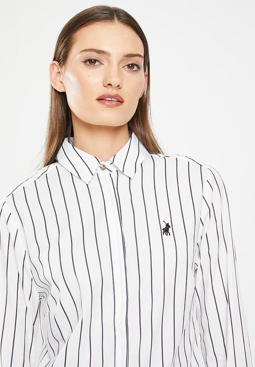 POLO - Jordan long sleeve striped shirt - white & black