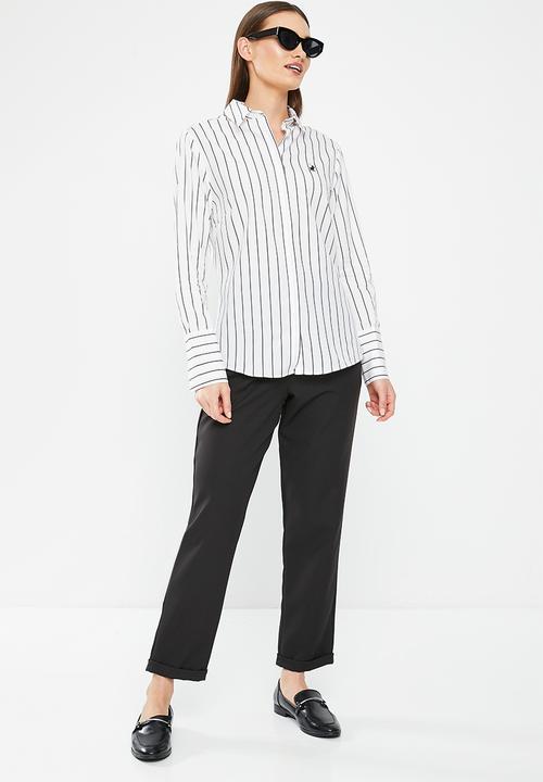 POLO - Jordan long sleeve striped shirt - white & black