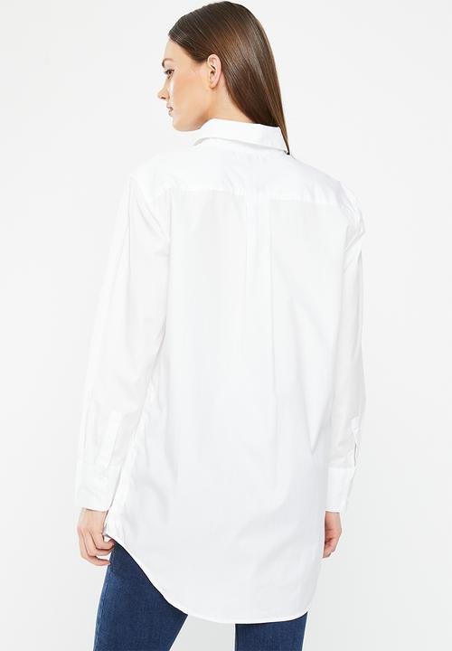 POLO - Morgan long sleeve boyfriend shirt - white