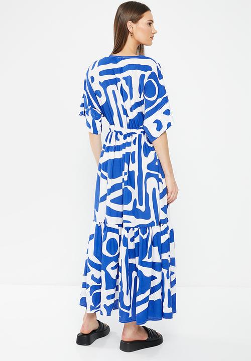 Me&B - The lucy midi dress with tie front detail - atlantic