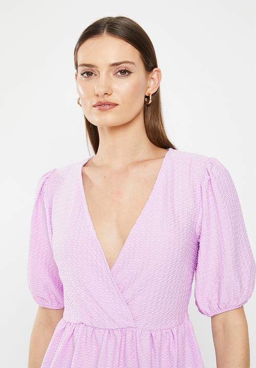 HAILYS - V-neck wrap frill trim T-shirt - light lavender
