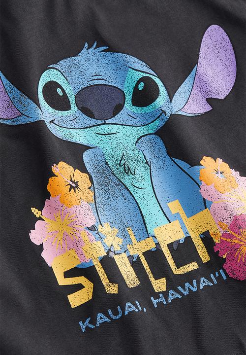 H&M - Oversized printed T-shirt - black lilo & stitch