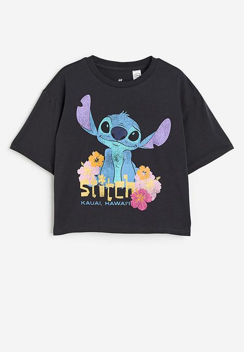 H&M - Oversized printed T-shirt - black lilo & stitch