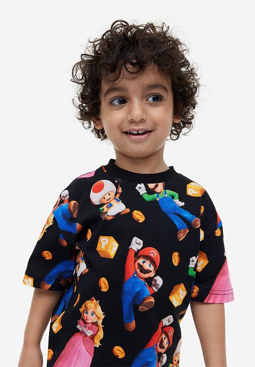 H&M - Printed T-shirt - black super mario