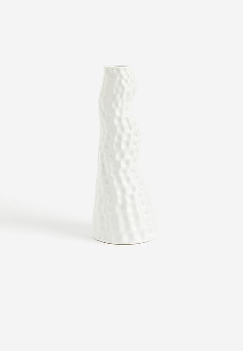 Asymmetric stoneware vase - white
