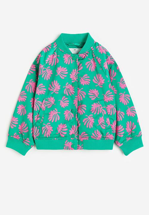 H&M - Satin bomber jacket - bright green patterned