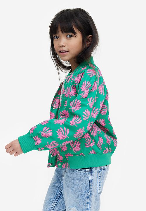 H&M - Satin bomber jacket - bright green patterned