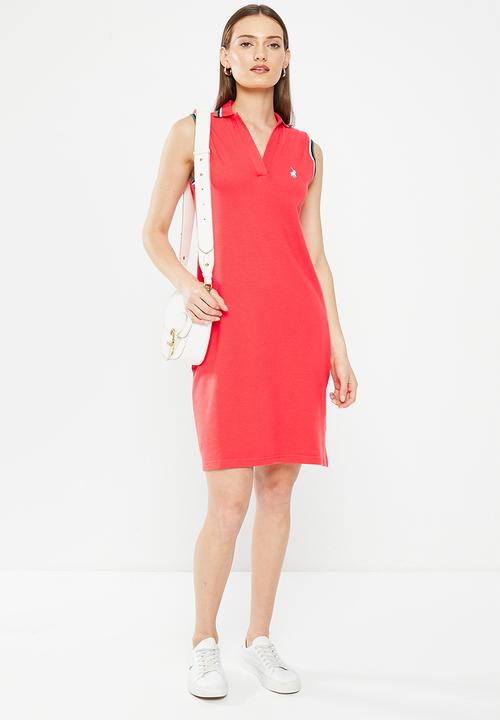 POLO - Kayla johnny collar sl golfer dress - sunset