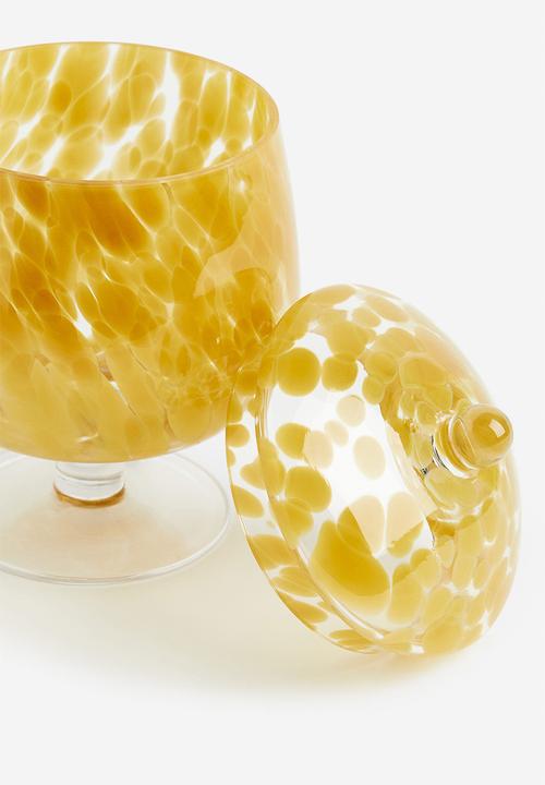 H&M - Glass bonbonniere - yellow patterned 