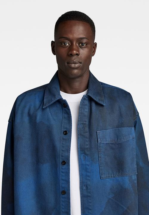 G-STAR - Boxy fit shirt long sleeve steer ecru denim r ao - sea blue