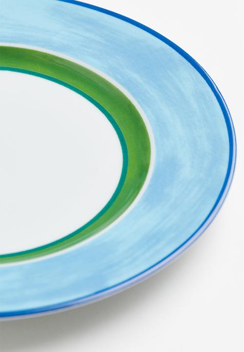 H&M - Porcelain plate - light blue & green 