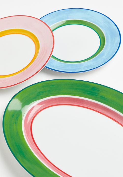 H&M - Porcelain plate - light blue & green 