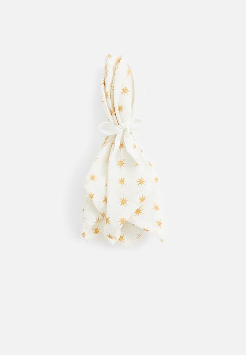 2 Pack cotton napkins - white stars