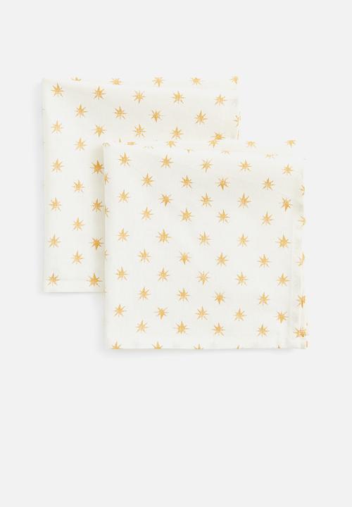 H&M - 2 Pack cotton napkins - white stars